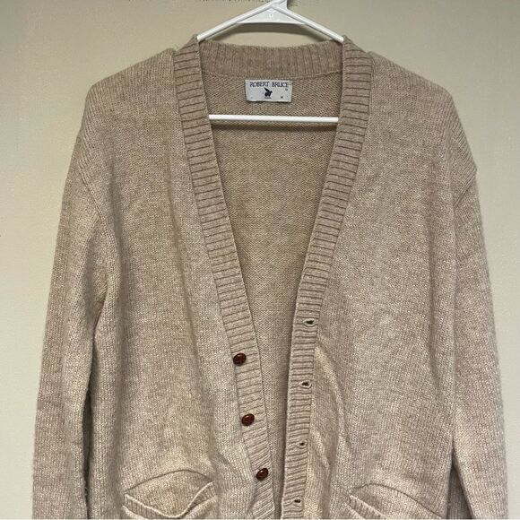 Robert Bruce Beige Mens Cardigan Sweater Size Medium - Picture 2 of 5